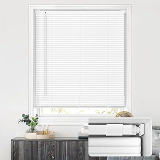LazBlinds No Tools No Drill Cordless 1" Vinyl Mini Blinds, 100% Privacy S-Curve Blinds for Indoor Windows, Room Darkening Horizontal Window Blinds and Shades for Home, 23" W x 48" H, White