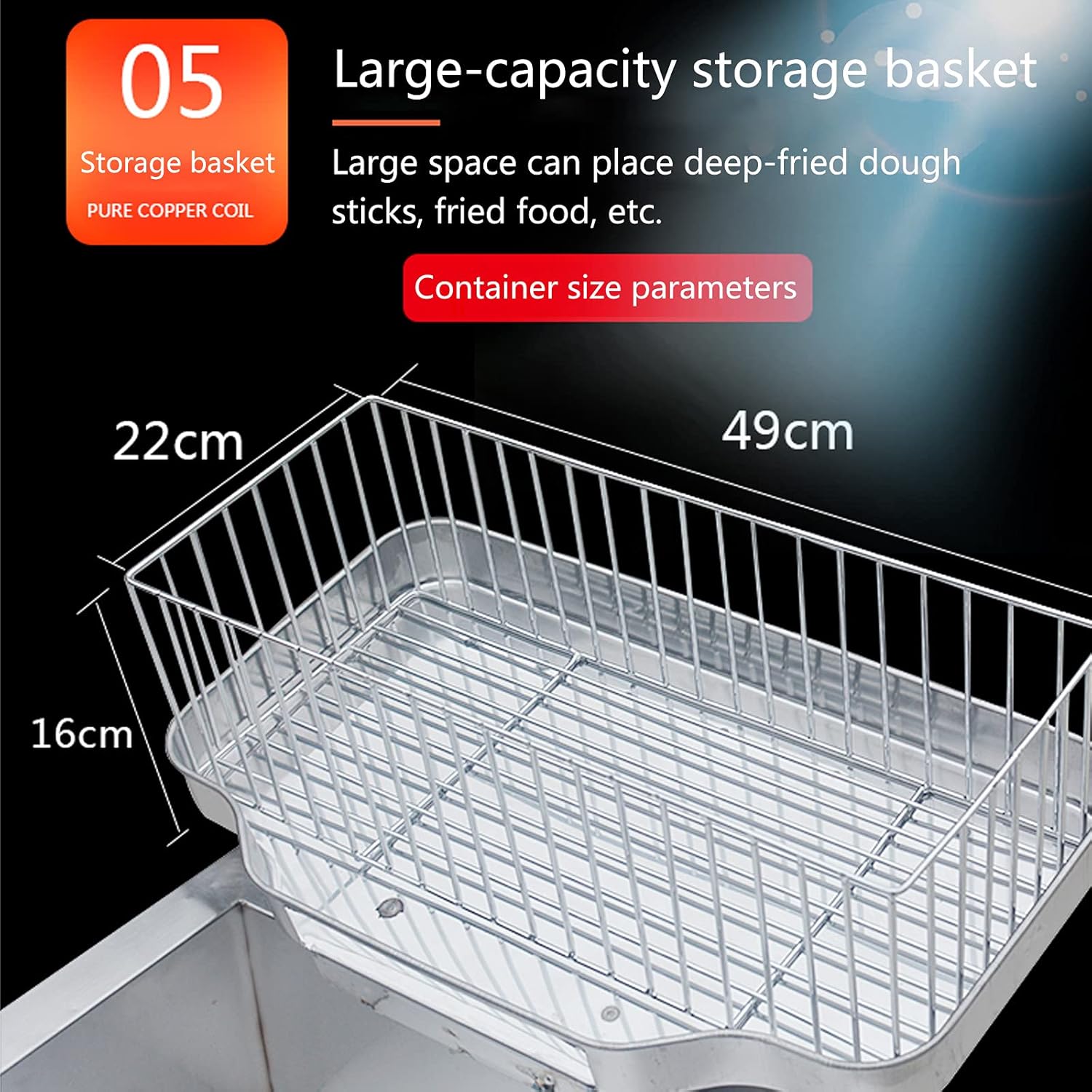 Multifunction Vertical Gas Fryer, 40L High Capacity Tank Stainless Steel Fryer with Basket Scoop Cover for Commercial Restaurant Frying Machine