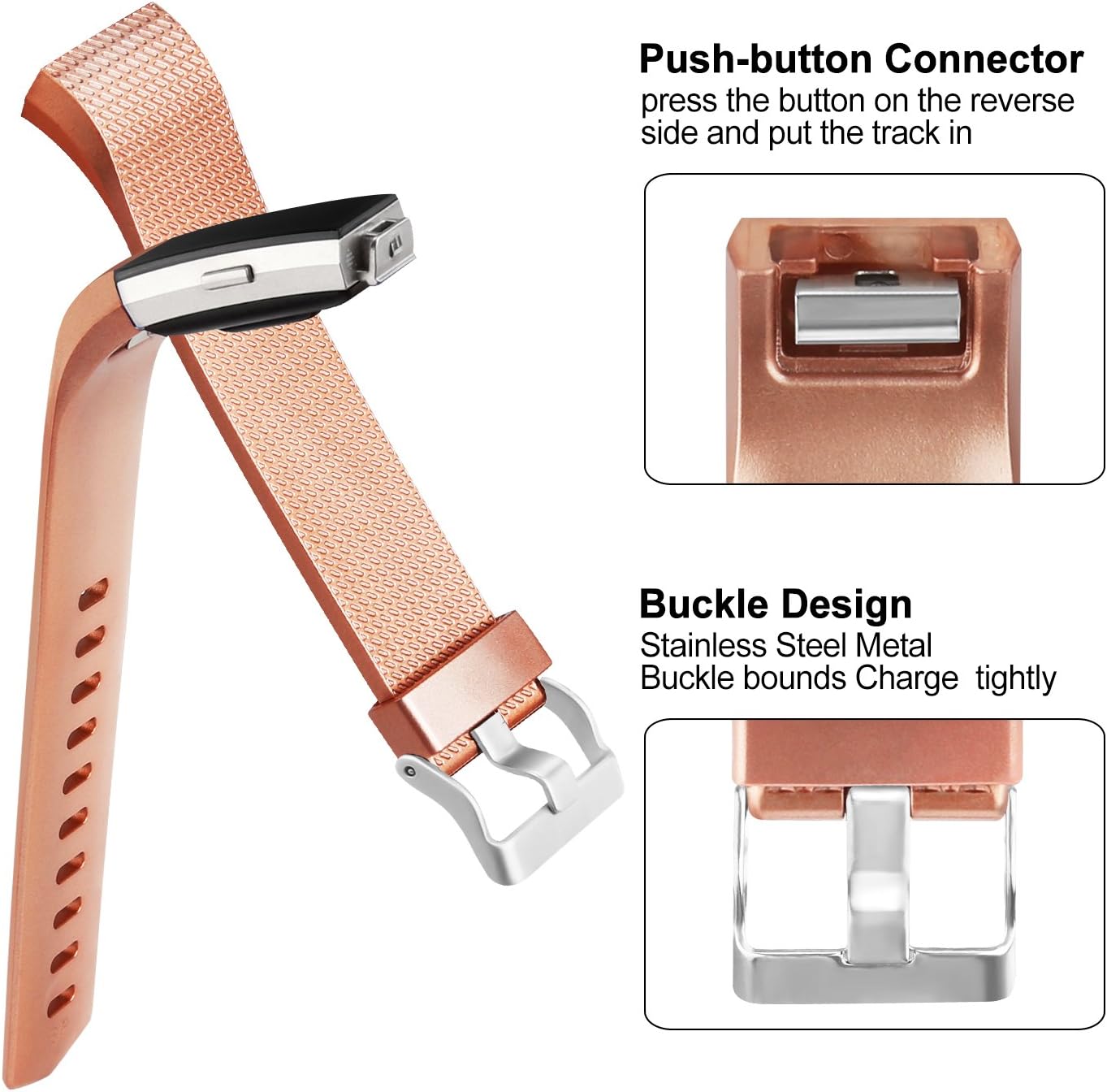 Vancle Replacement Bands Compatible for Fitbit Charge 2, Classic & Special Edition Adjustable Sport Wristbands for Women Men