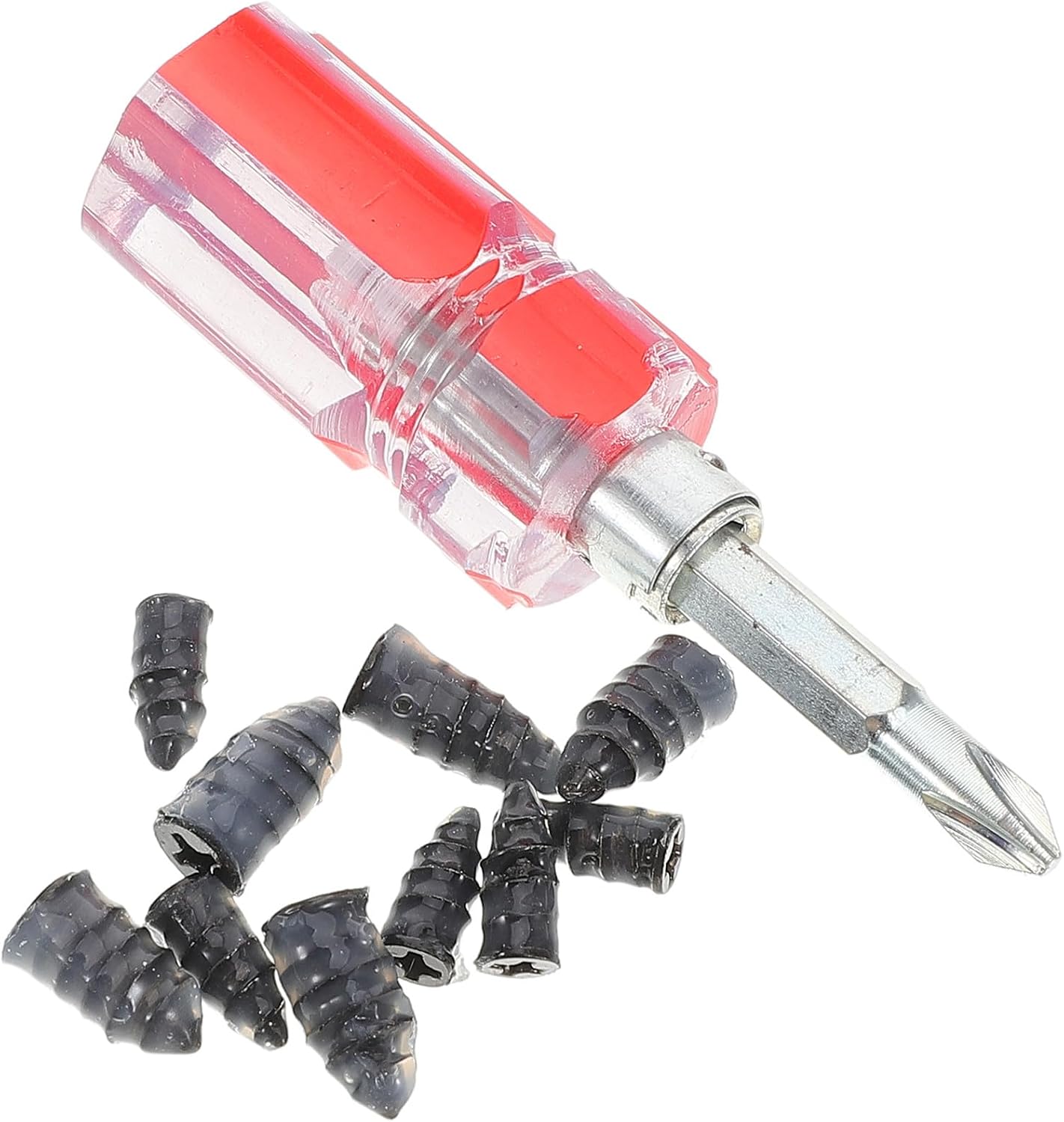 Hemoton Tire Repair Kit with Screw in Tire Plugs and Rubber Nails 10pcs Set Including Screwdriver for Car Motorcycle Bicycle Electric Vehicle Universal Puncture Repair