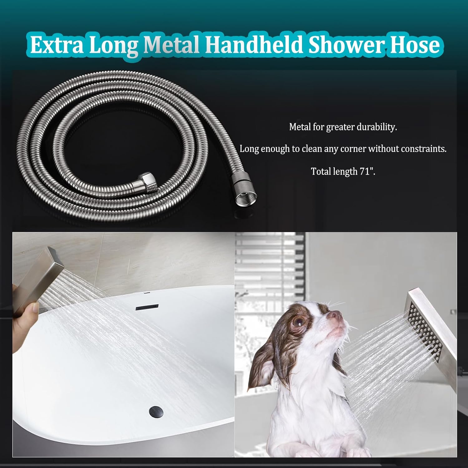 All Metal 12" Rainfall Shower Head with Handheld Spray Combo, High Pressure Rain Shower Heads with Adjustable Extension Arm, Wide Dual Waterfall Showerhead, Extra Long Shower Hose - Brushed Nickel