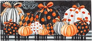 Evergreen Sassafras Elegant Patterned Pumpkins Interchangeable Entrance Doormat | Indoor and Outdoor | 22-inches x 10-inches | Non-Slip Backing | All-Season | Low Profile | Home DÃ©cor