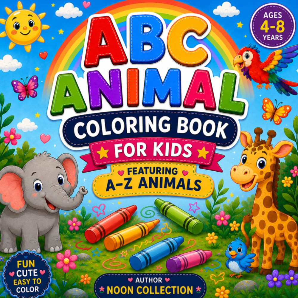 ABC Animal Coloring Book: A to Z Animal Coloring Pages for Kids Ages 4–8 | Learn the Alphabet While Having Fun