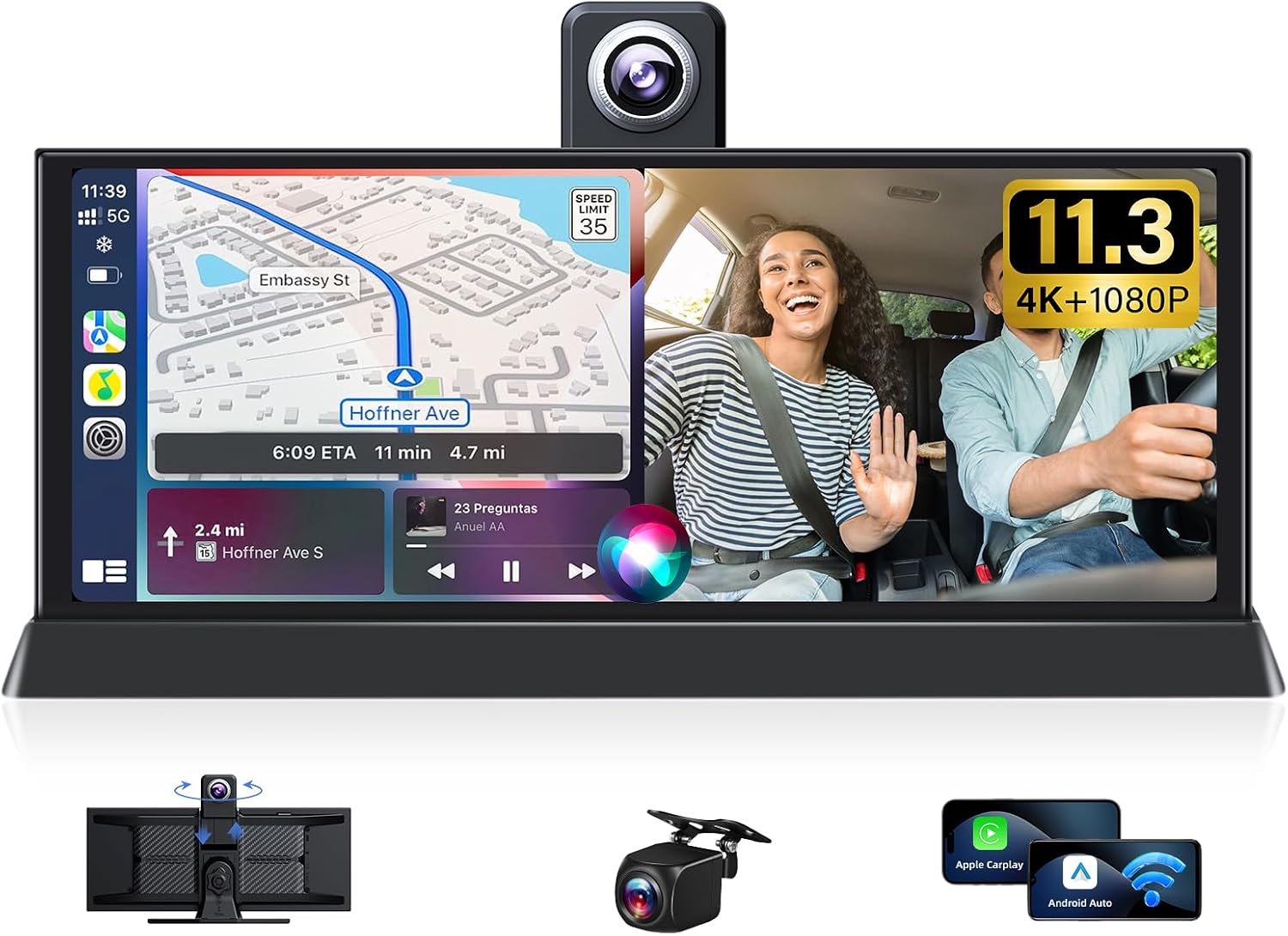 11.26'' 4K Carplay Screen for Car Tablet Pro Max 2026 w 350° Rotatable Lens