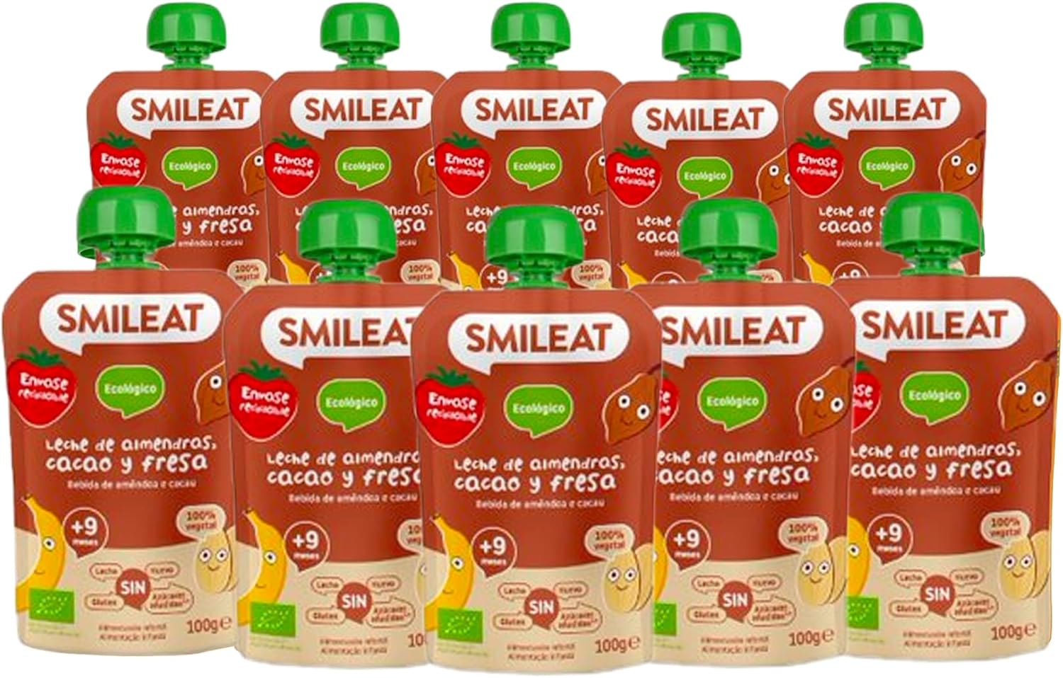 10 potitos Smileat de leche de almendra, cacao y fresa por 10,35€ (en compra recurrente)