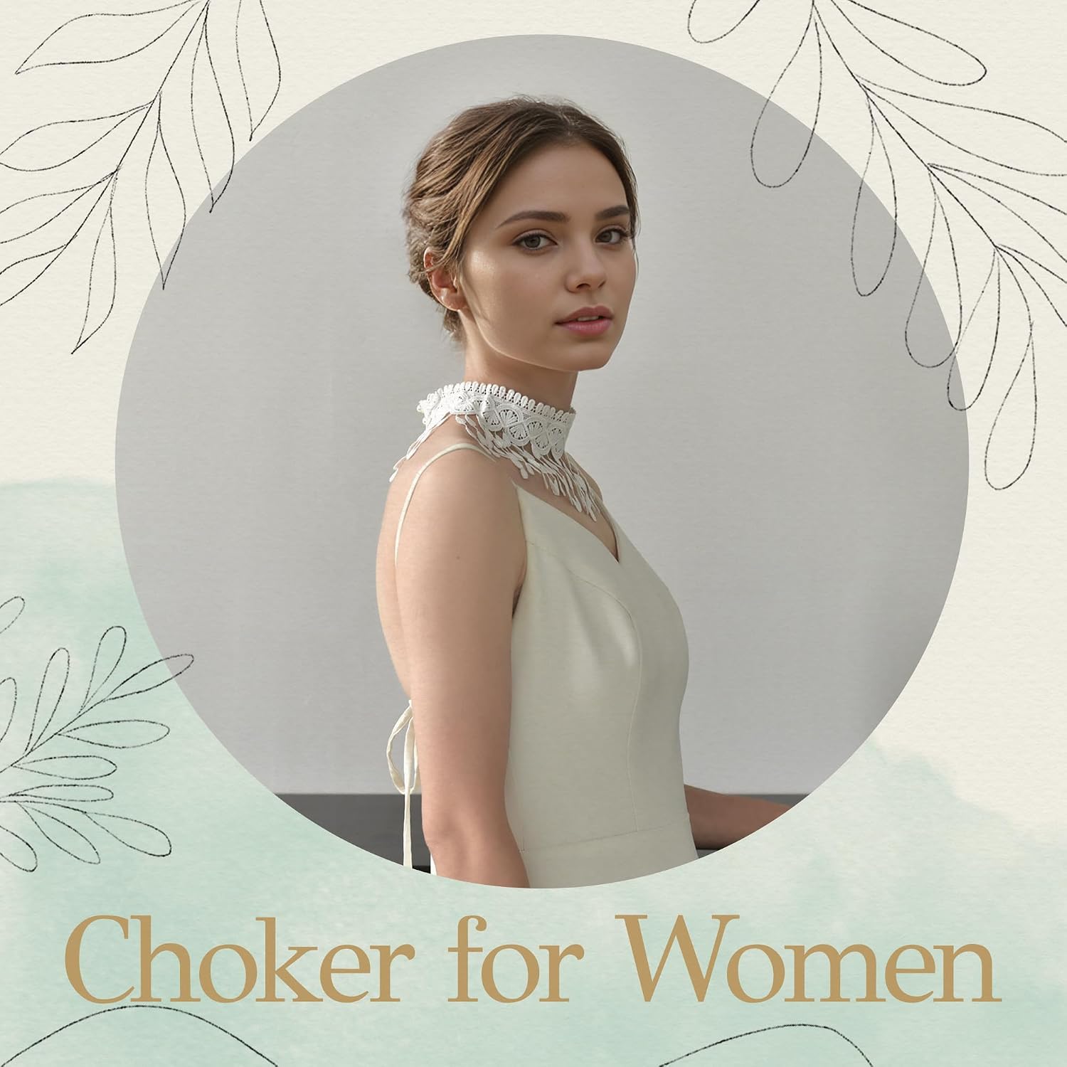 Elegant Lace Collar Necklace Hollow Flowers Detachable Fake Collar Choker Necklace Tassel Neck Strap for Wedding Party Dress
