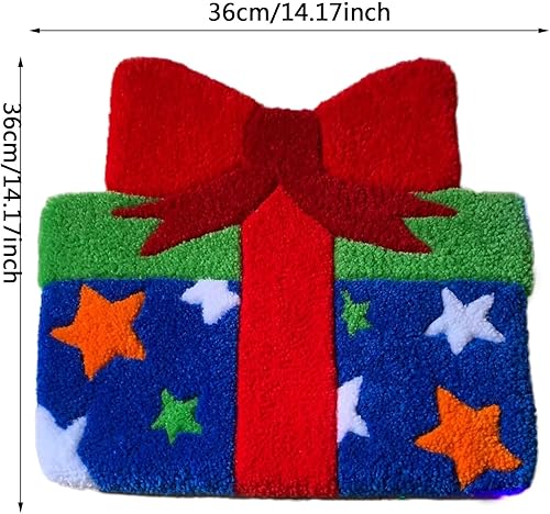 Miniatura 2 de Divertida alfombra de puerta de Navidad, alfombras de baño antideslizantes con medias de Papá Noel, Papá Noel, regalo, chimenea y árbol de Navidad,