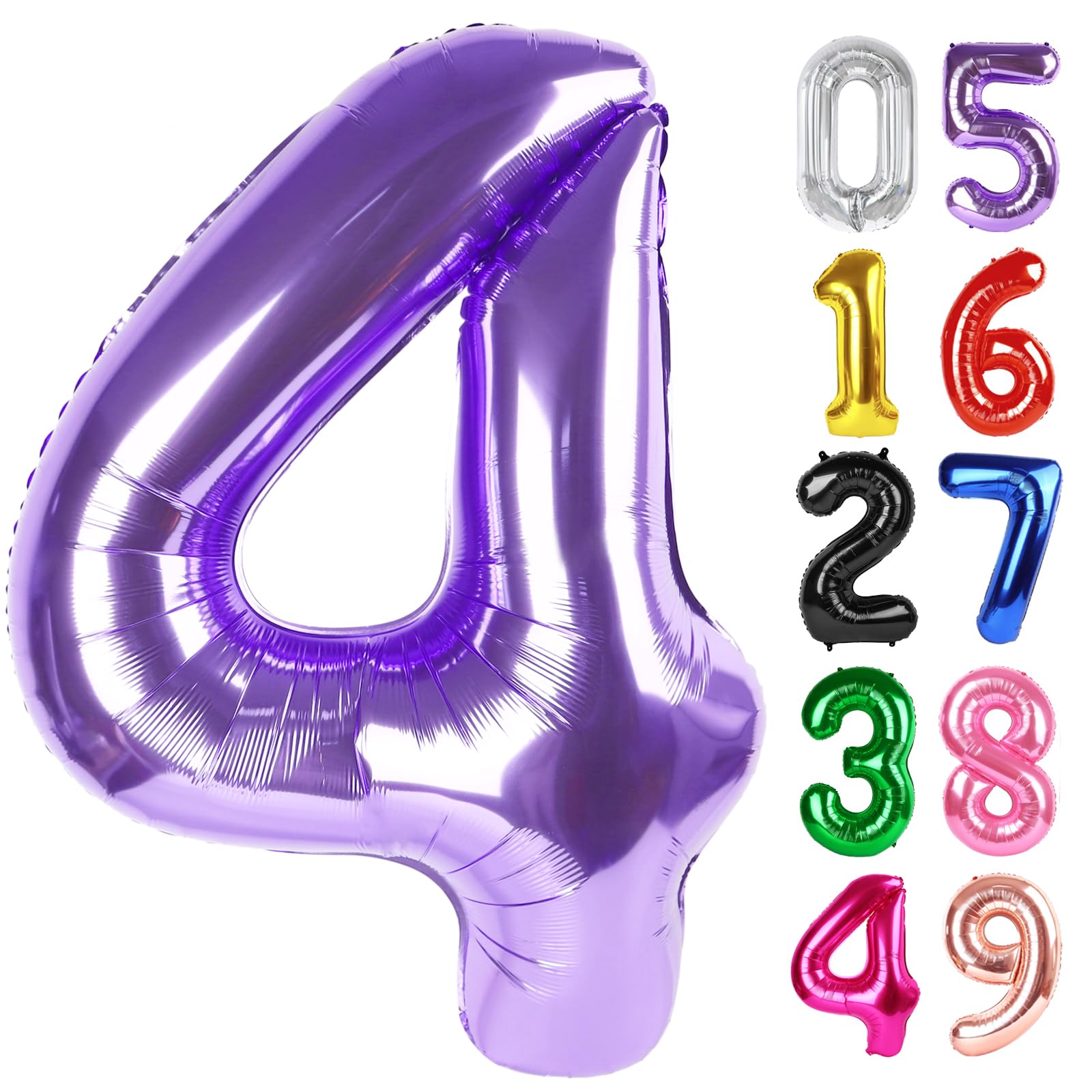 Purple Number 4 Balloon 40 Inch, 4th Birthday Party Decorations Men Women