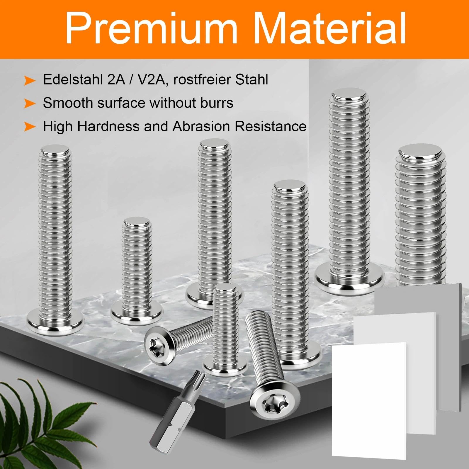 Śruby z łbem płaskim M6 x 30 mm, śruby ze stali nierdzewnej A2 V2A, 15 sztuk śrub z łbem soczewkowym, Torx, M6, śruby meblowe, pełny gwint, śruby metalowe z bitem Torx do naprawy mebli