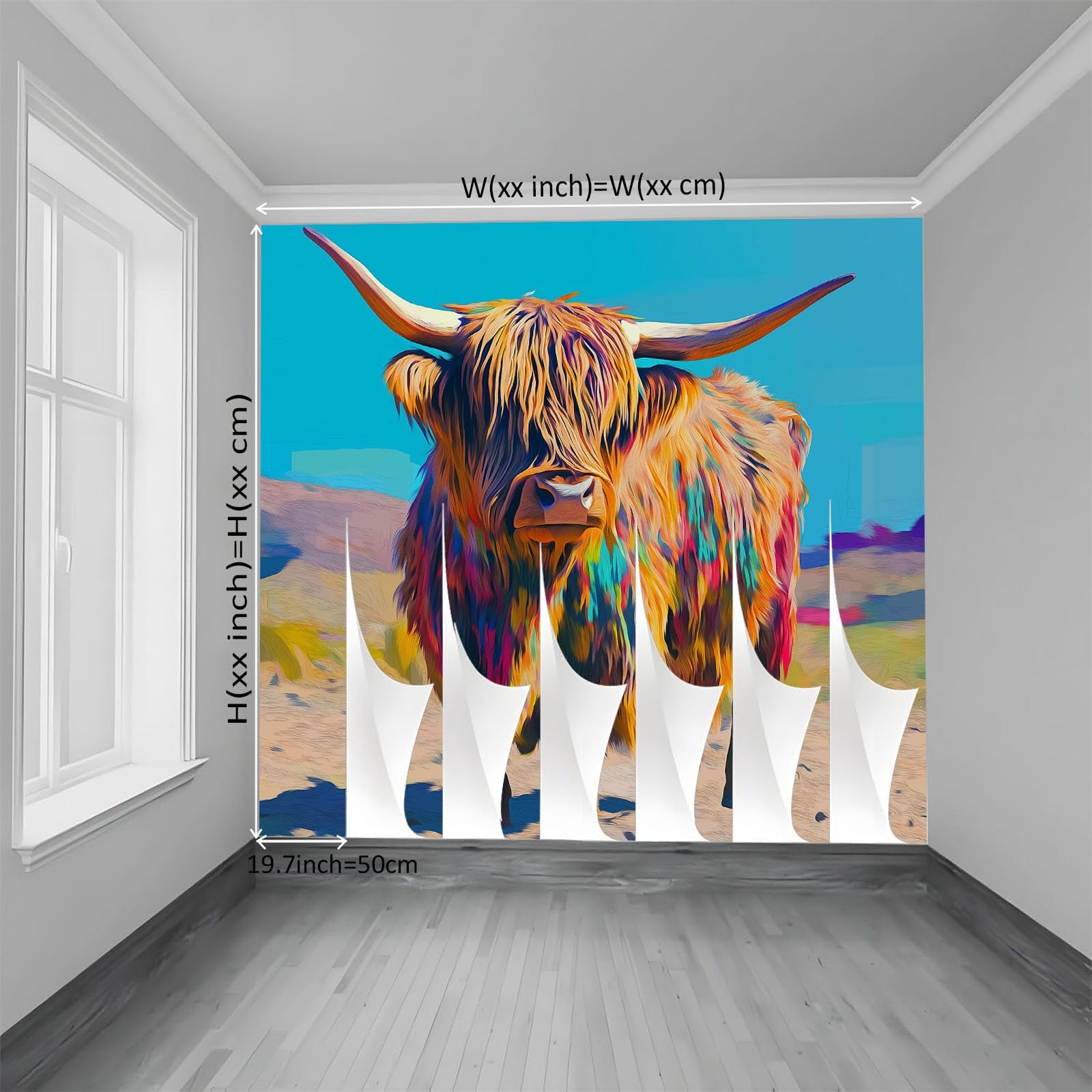 Fototapeta 400 x 280 cm Zwierzęta górskie bydło pustynia niebieskie niebo nowoczesne dekoracje ścienne gigantyczny plakat z włókniny dekoracja ścienna do salonu sypialni, niebieska
