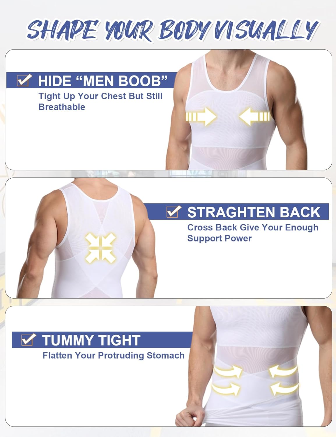 HANERDUN Mens Compression Shirt Slimming Body Shaper Vest Workout Tank Tops Abs Abdomen Undershirts - Image 5