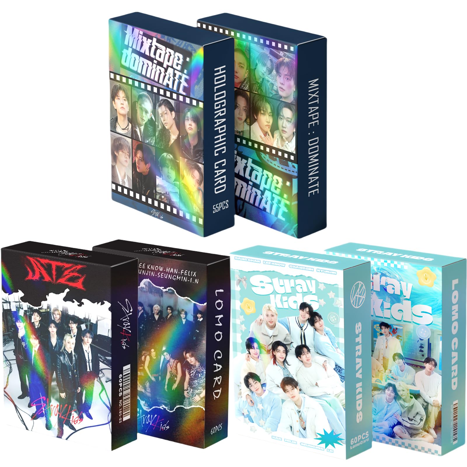 Set di 3/175 fotocard laser per bambini randagi Kpop Mixtape: Dominate Album Cards ATE Photocards Over The Rains Cartoline Straykids 2025 Saluti della stagione Stray Kids Merch regalo per soggiorno