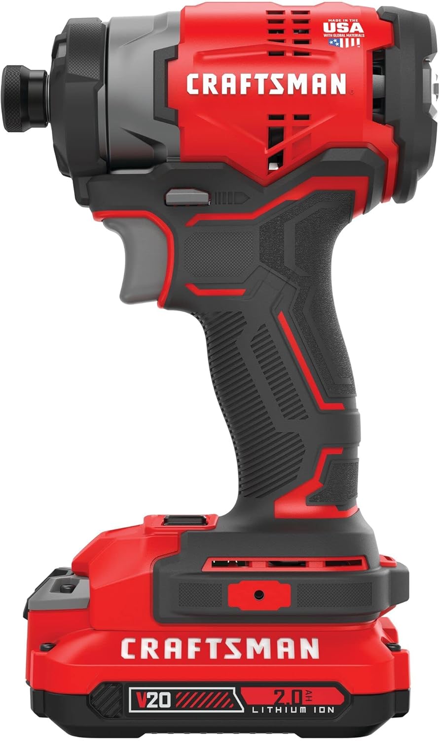 CRAFTSMAN V20 Impact Driver Kit, Cordless, 1/4 Inch, 2 Batteries and Charger Included (CMCF820D2)