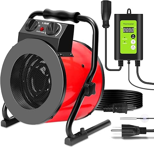 Miniatura 1 de Calentador de invernadero con termostato digital, ventilador eléctrico portátil para casa verde, tienda de campaña, sala de flores, protección