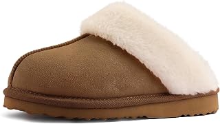 Women's Fuzzy Slippers, Warm and Cozy Slip On Fluffy Winter House Shoes for Women, Comfy Faux Suede Ladies House Slippers Indoor and Outdoor with Memory Foam
