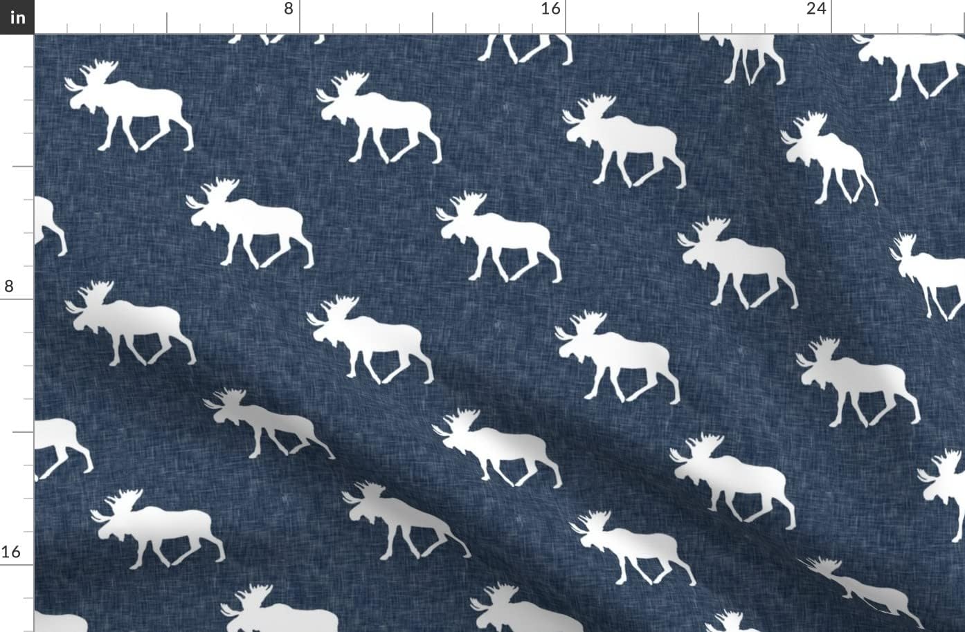 Spoonflower Fabric - Moose Navy Dark Blue Elk Woodland Trendy Printed on Organic Cotton Sateen Fabric by The Yard - Sewing Quilting Apparel Home Decor