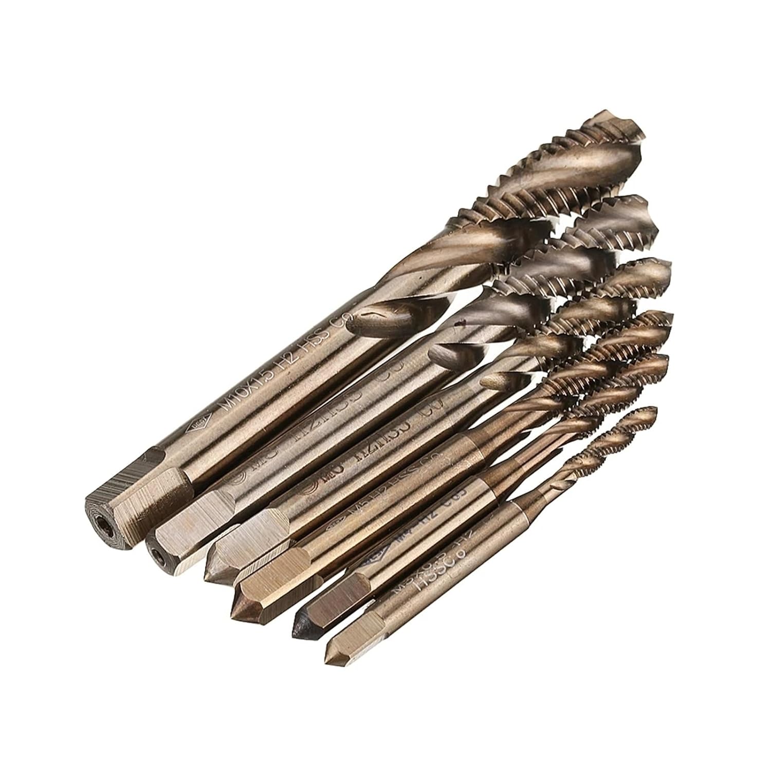 Drill Tap Bit Set, Cobalt Screw Thread Tap Drill Bits Spiral Flute Metric M3-M12 Machine Tap Right Hand