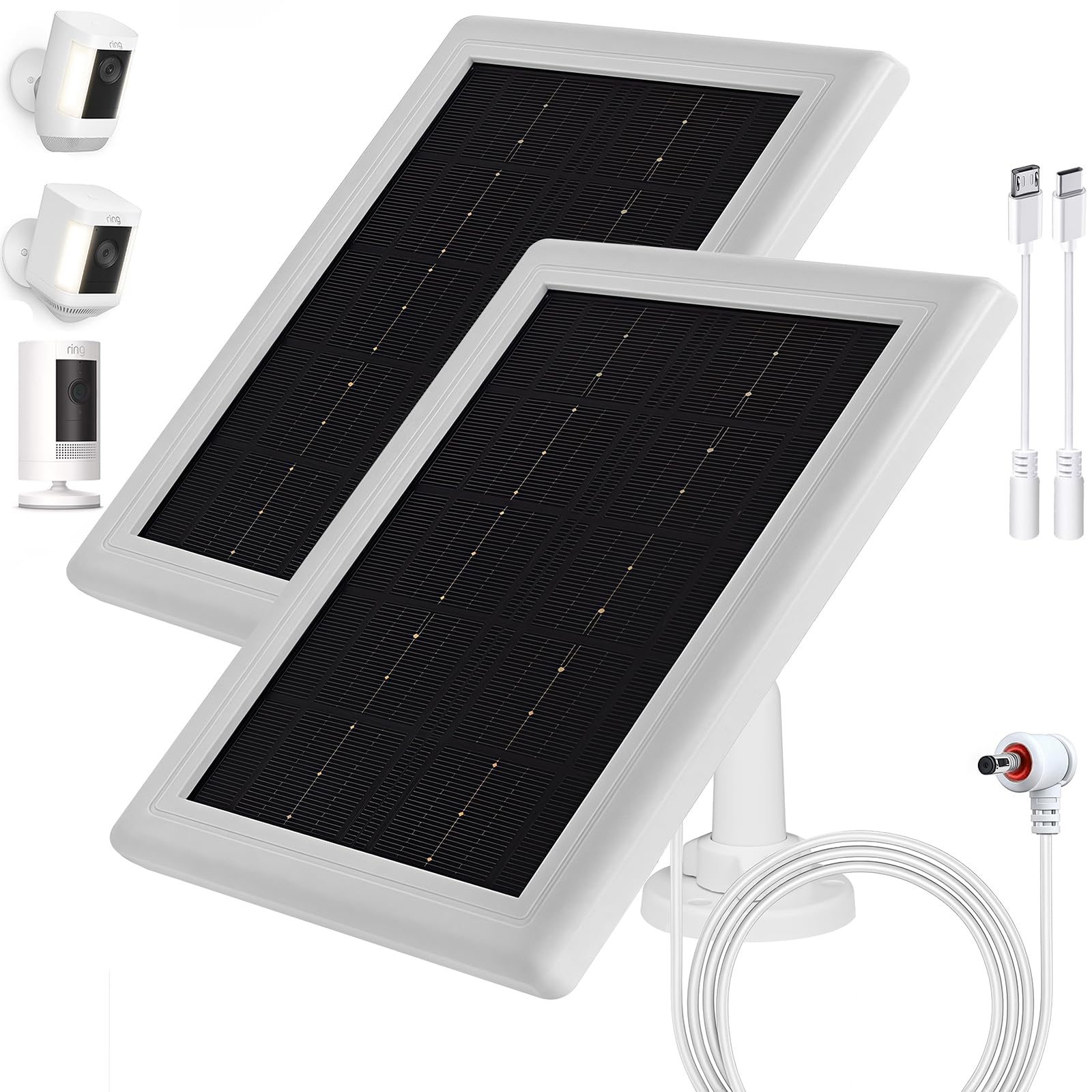 Chargeur solaire Ring de 5W pour Spotlight et Stick Up Cam d'extérieur blanc x2