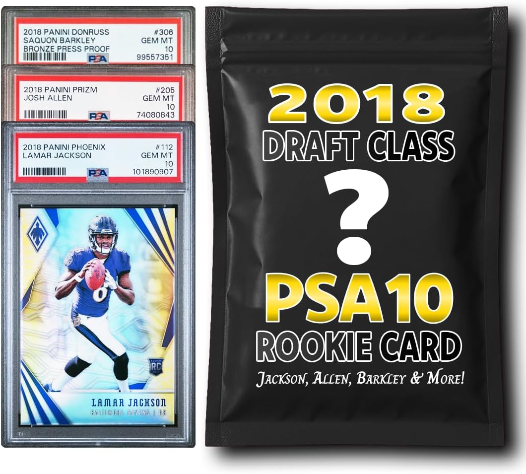 PSA 10 Graded 2018 NFL Rookie Card Mystery Pack (Lamar, Allen, Saquon & More!)