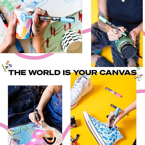 Miniatura 3 de UNI POSCA PC-8K - Rotulador de punta cincelada, color rosa (6 unidades)