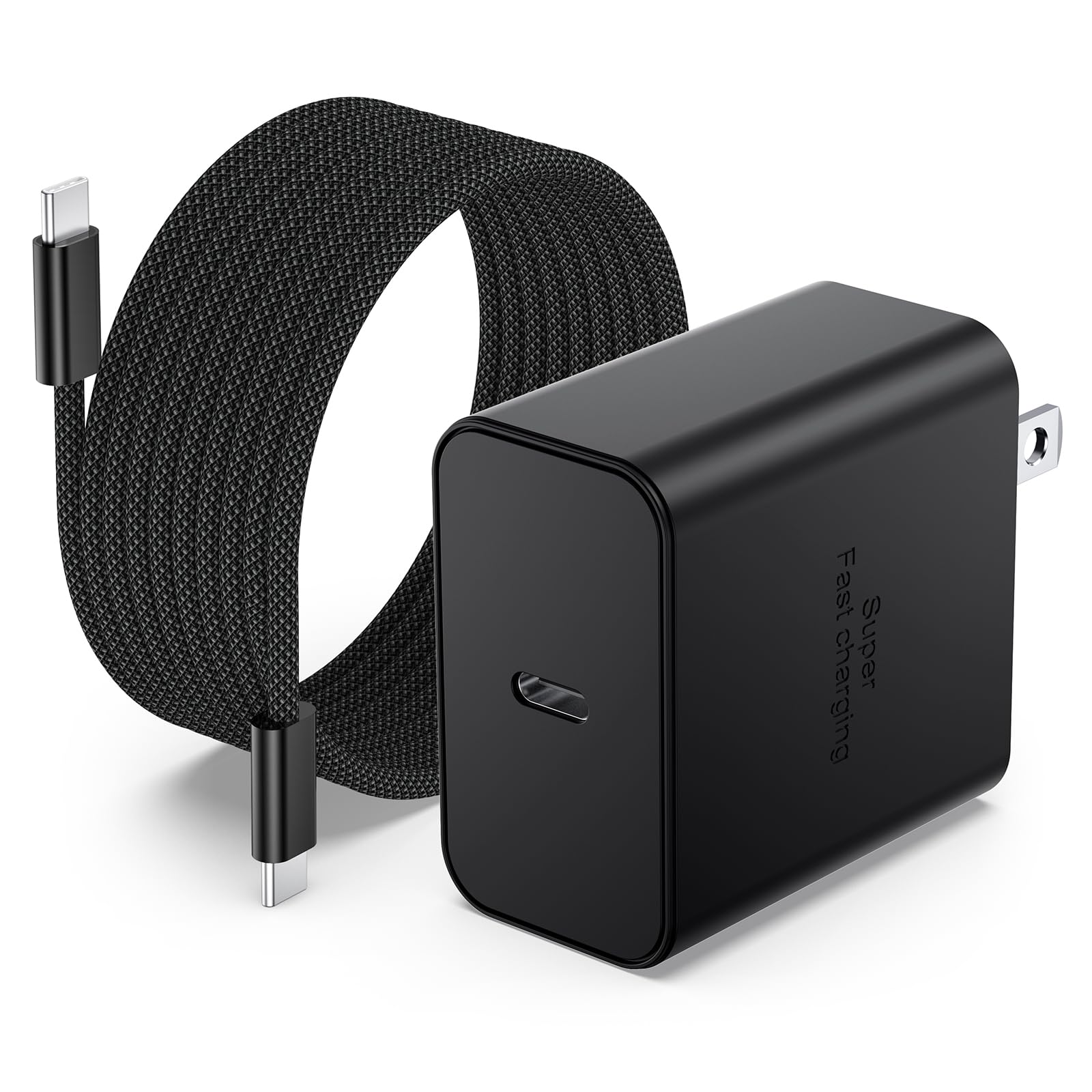 Caricatore super veloce da 45 W, USB C, USB-C, caricatore da parete con cavo di ricarica di tipo C da 0,9 m, per iPhone 16/16 Pro Max/15/15 Pro Max/15 Plus, Galaxy S25 Ultra/S25/S24, MacBook, iPad