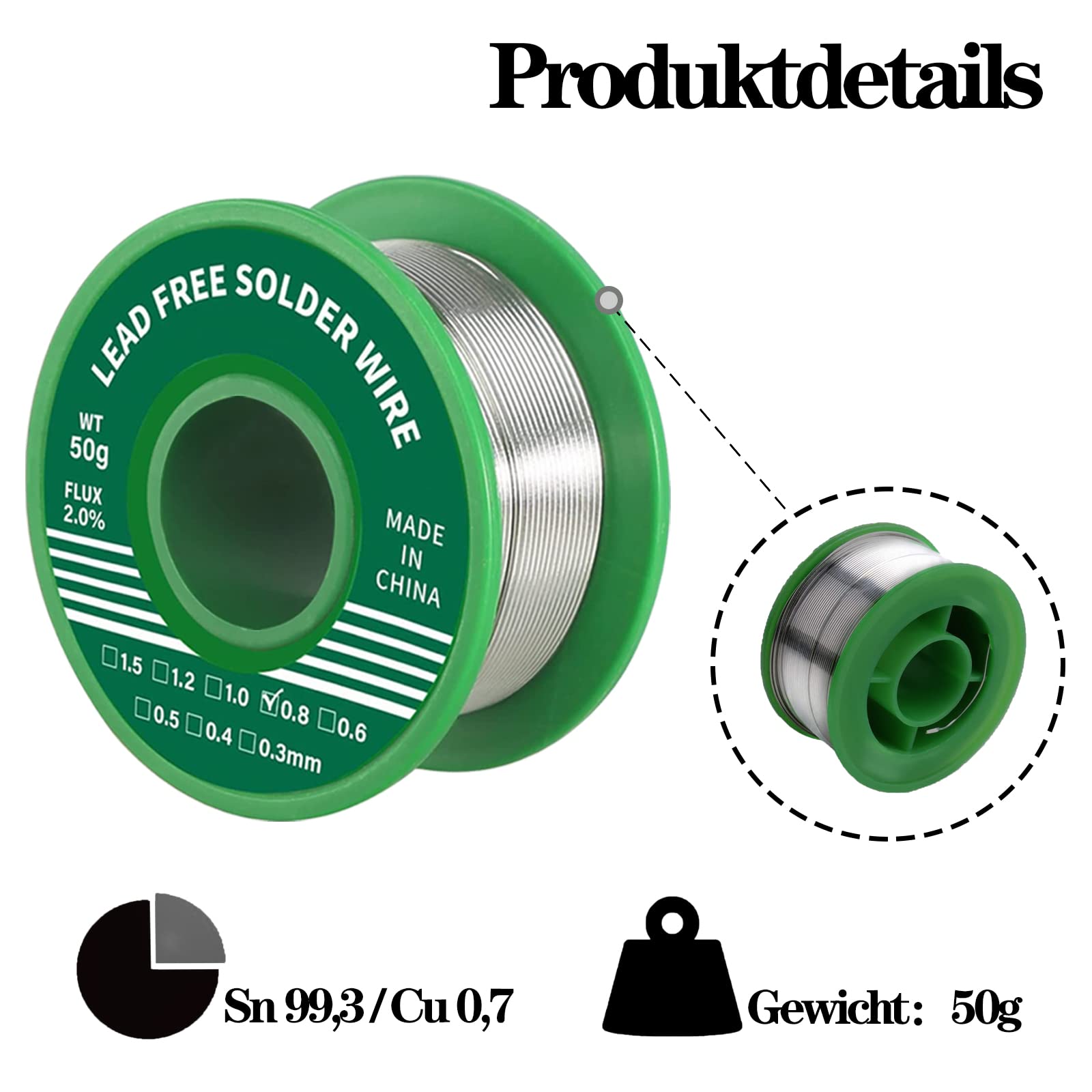 Soldeerdraad - Diameter: 1.5 mm Smeltpunt: 217 °C Vloeimiddelgehalte: 2