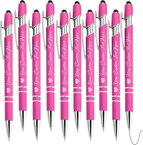 Bolígrafos personalizados grabados personalizados con texto de nombre, paquete de 10 bolígrafos personalizados para escribir suave, regalos para