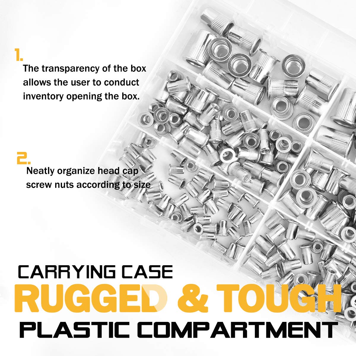 Flаѕh Dеаlѕ - 40% оƒƒ VIGRUE 205PCS 304 Stainless Steel Rivet Nut Assort Set Flat Head Threaded Rivetnut Insert Nutserts Assortment Kit(M3| M4| M5| M6| M8| M10)