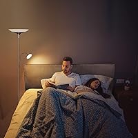 Vista 8 de Brown Torchiere Lámpara de pie LED - Lámpara de pie giratoria de 72 pulgadas con control remoto, luz de piso regulable de 34W con cambio