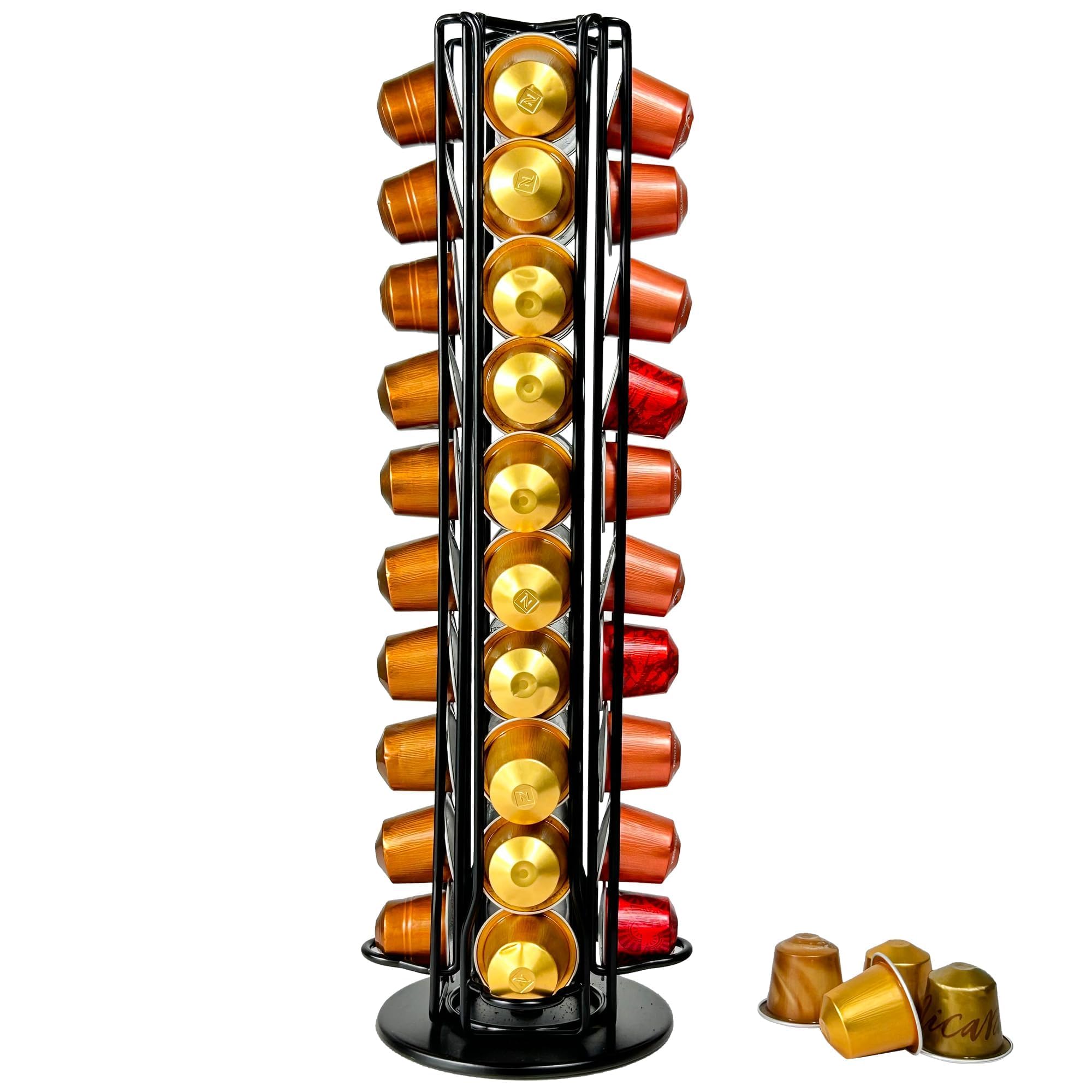 Nespresso uchwyt na kapsułki Nespresso, obrotowy, na 40 kapsułek OriginalLine (czarny uchwyt na kapsułki espresso)