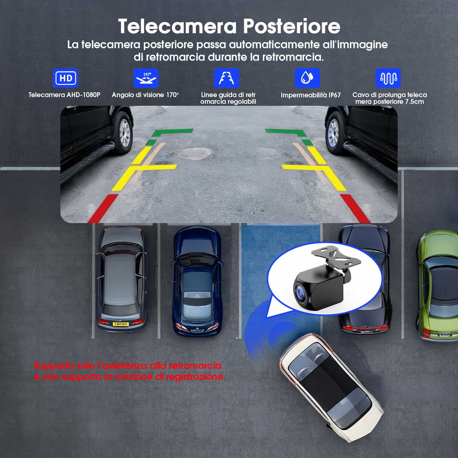 Avylet 8'' Schermo CarPlay & Android Auto, Fotocamera Posteriore AHD-1080P | Mirror Link, Controllo Vocale, Chiamate a Mani Libere, Bluetooth, Aggiornamento OTA, Navigazione GPS, AUX, FM