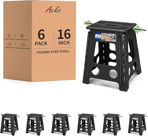 Miniatura 32 de ACKO Taburete plegable – Taburete plegable de alta calidad de 13 pulgadas de altura para niños y adultos, taburete de cocina, jardín, baño, 10