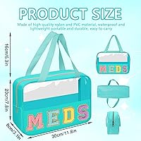 Vista 2 de Iqimott Bolsa clara de las drogas de MEDS del bolso del remiendo de la letra de la chenilla, bolso cosmético portátil preppy, XY-Verde-Meds, Diseño
