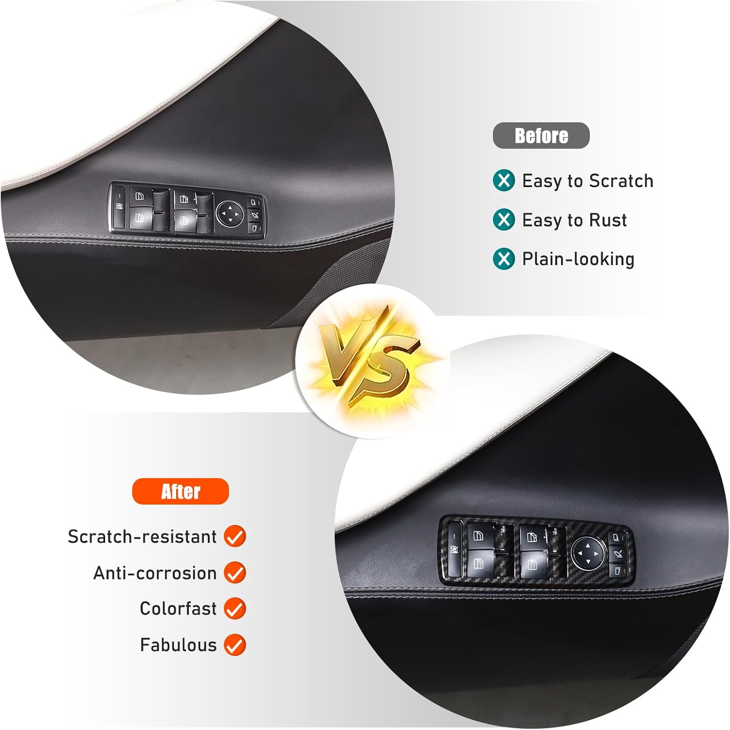 Front and Rear Doors 4PCS Look Interior Door armrest Window Switch Panel Cover Trim Compatible with Tesla Model S 2014-2019 2020 2021 2022 2023 2024 2025+ Interior Accessories (Black Carbon Fiber)