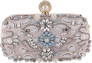 HJUIK Pochette Lusso Borse da Sera con Diamanti in Cristallo Donna Borsa a Tracolla con Perline di Perle Borse da Sposa (Color : Apricot)