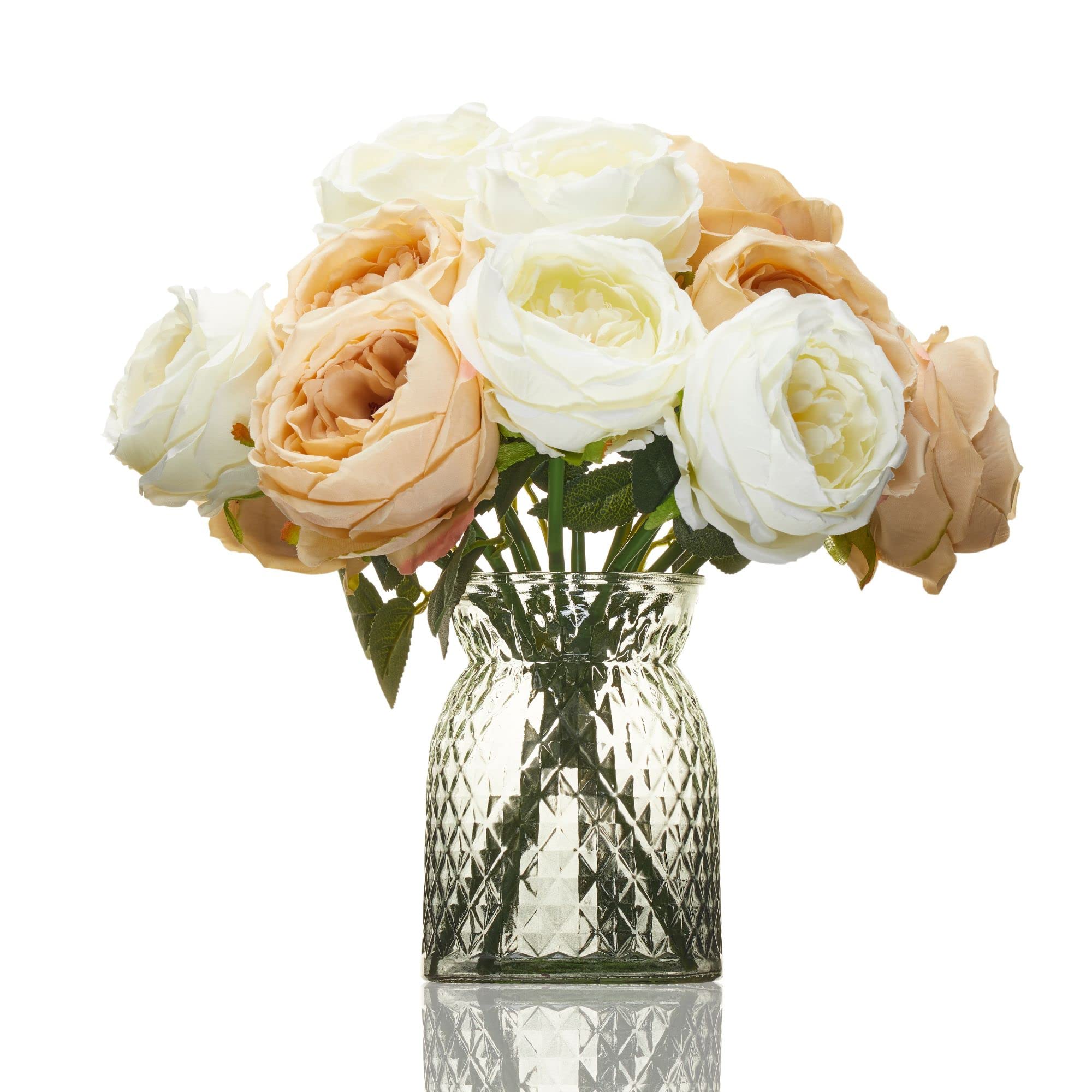 Wrenbury Grey Waisted Glass Vase For Flowers - Small Glass Vase 16Cm Patterned – Decorative Modern Peony Posy For Roses Daffodil Tulips – Gifts For Mothers Day