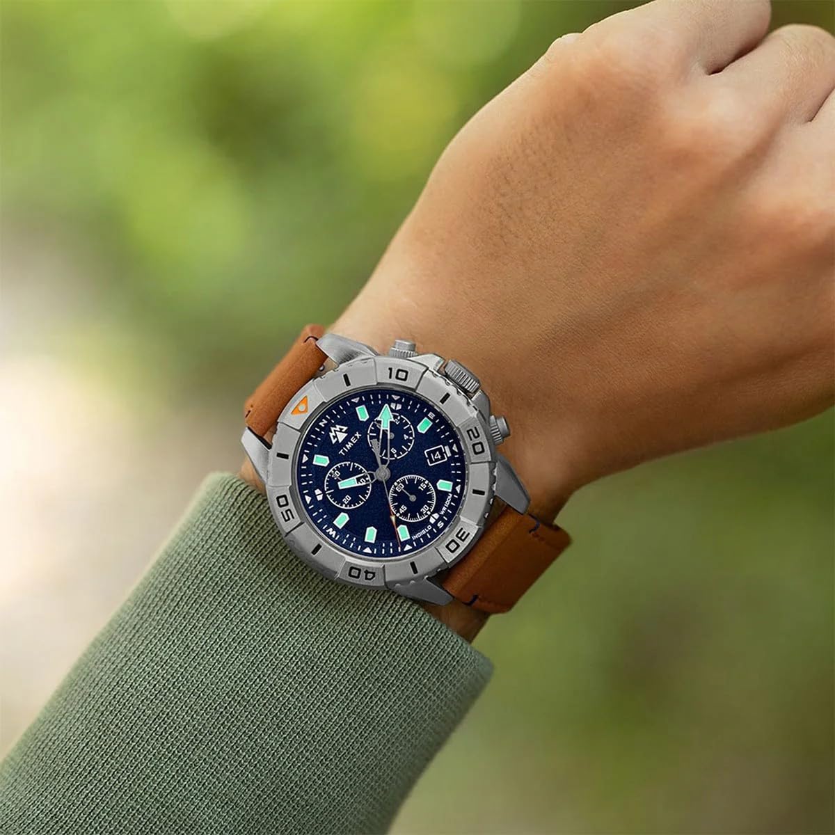 Timex Men's Chronograph Quartz Watch with a Leather Strap Ridge Chrono