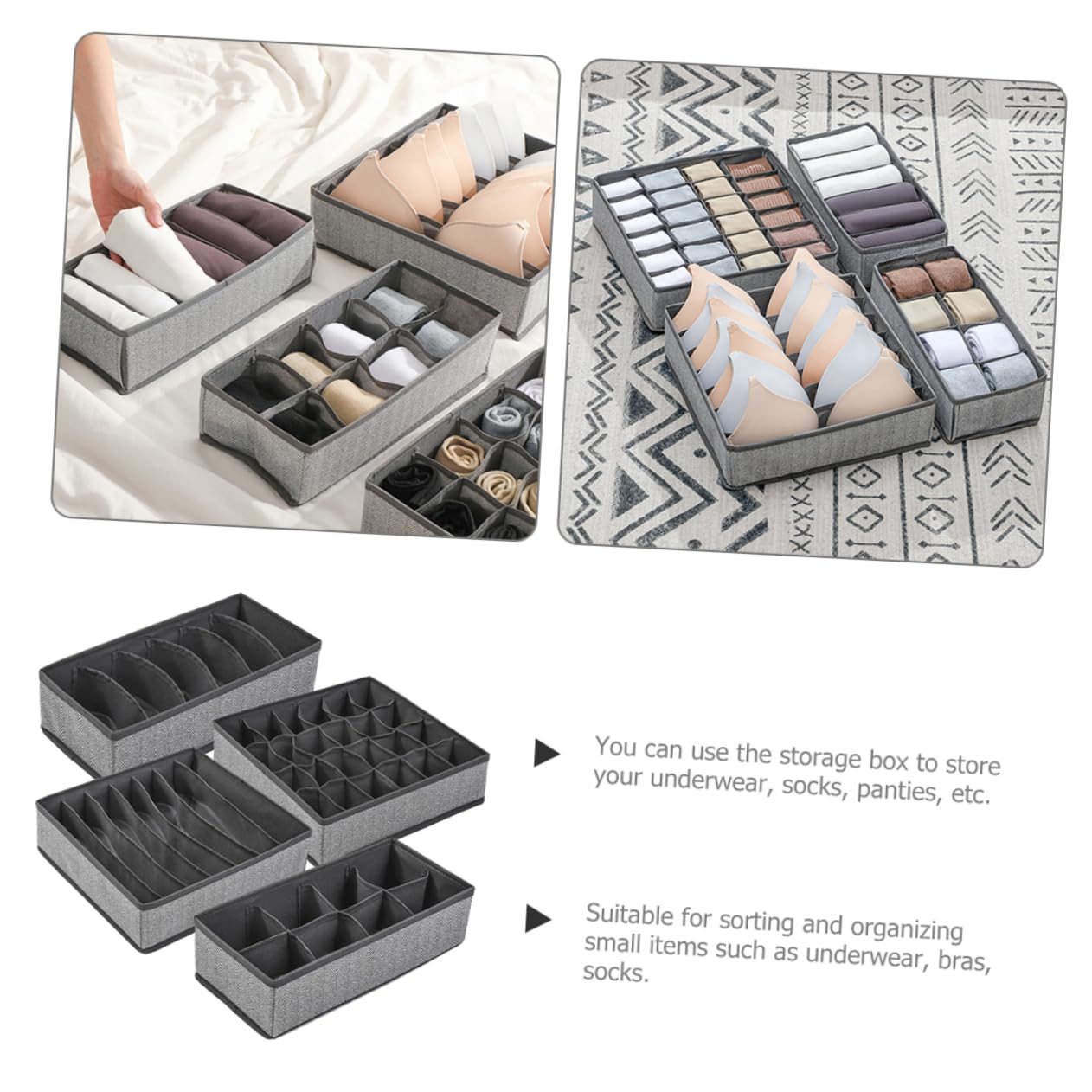 Genérico 4 Piezas perchas para pantalones cajones organizadores de ropa cajas almacenaje cajas de almacenaje organizador de cajones de calcetines de ropa interior