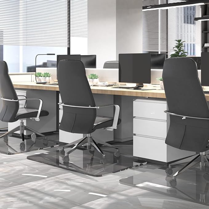 Glass Chair Mat, Crystal Clear, 36 X 48 Inch, Heavy Duty Glass Chair Mat, Tempered