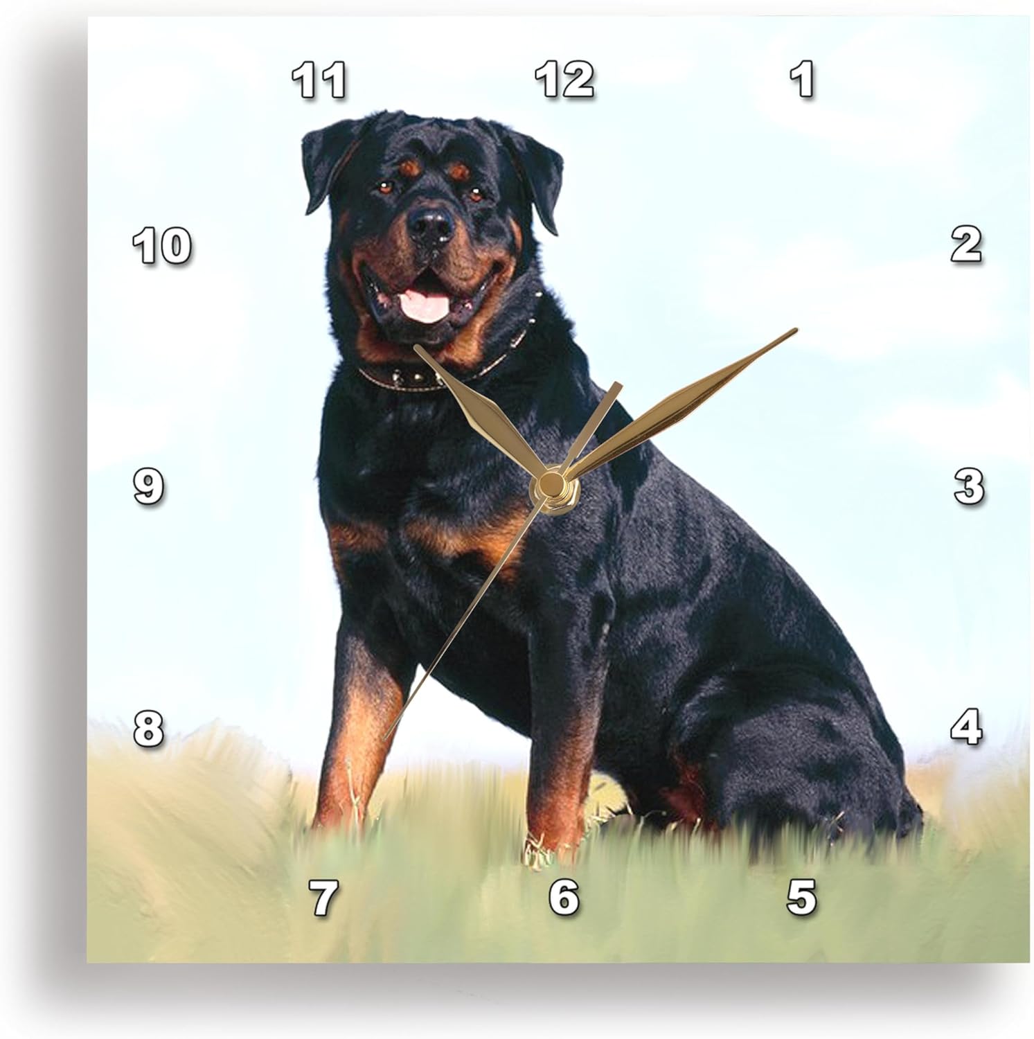 3dRose DPP_4367_2 Rottweiler Wall Clock, 13 by 13-Inch