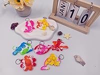 Vista 6 de Paquete de 26 llaveros de animales marinos azules, pulpo, peces, delfines, tortugas, tiburones, ballenas, mini llavero Pop para fiestas