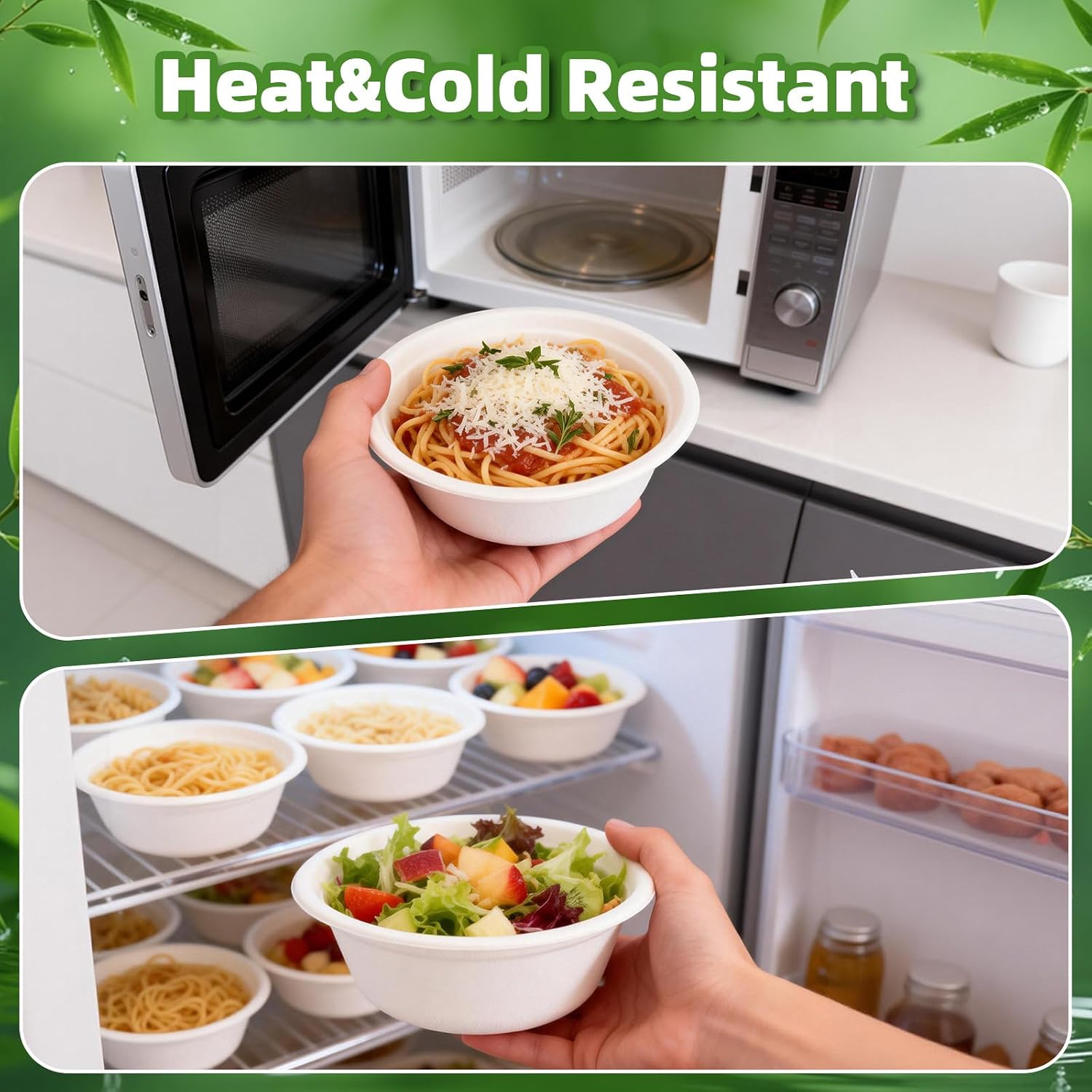 Disposable Paper Bowls-12oz for Hot Soup, 200 Pack Eco-Friendly, Compostable Bagasse Disposable Heavy Duty Biodegradable Bowls Bulk for Hot and Cold Food, Salad, Milk Cereals (White)