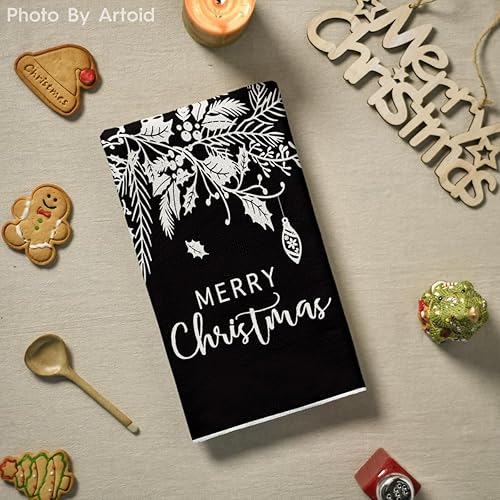 Miniatura 4 de Artoid Mode Juego de 4 toallas de cocina con diseño de copos de nieve de búfalo negro, 18 x 26 pulgadas, decoración diaria de invierno de temporada