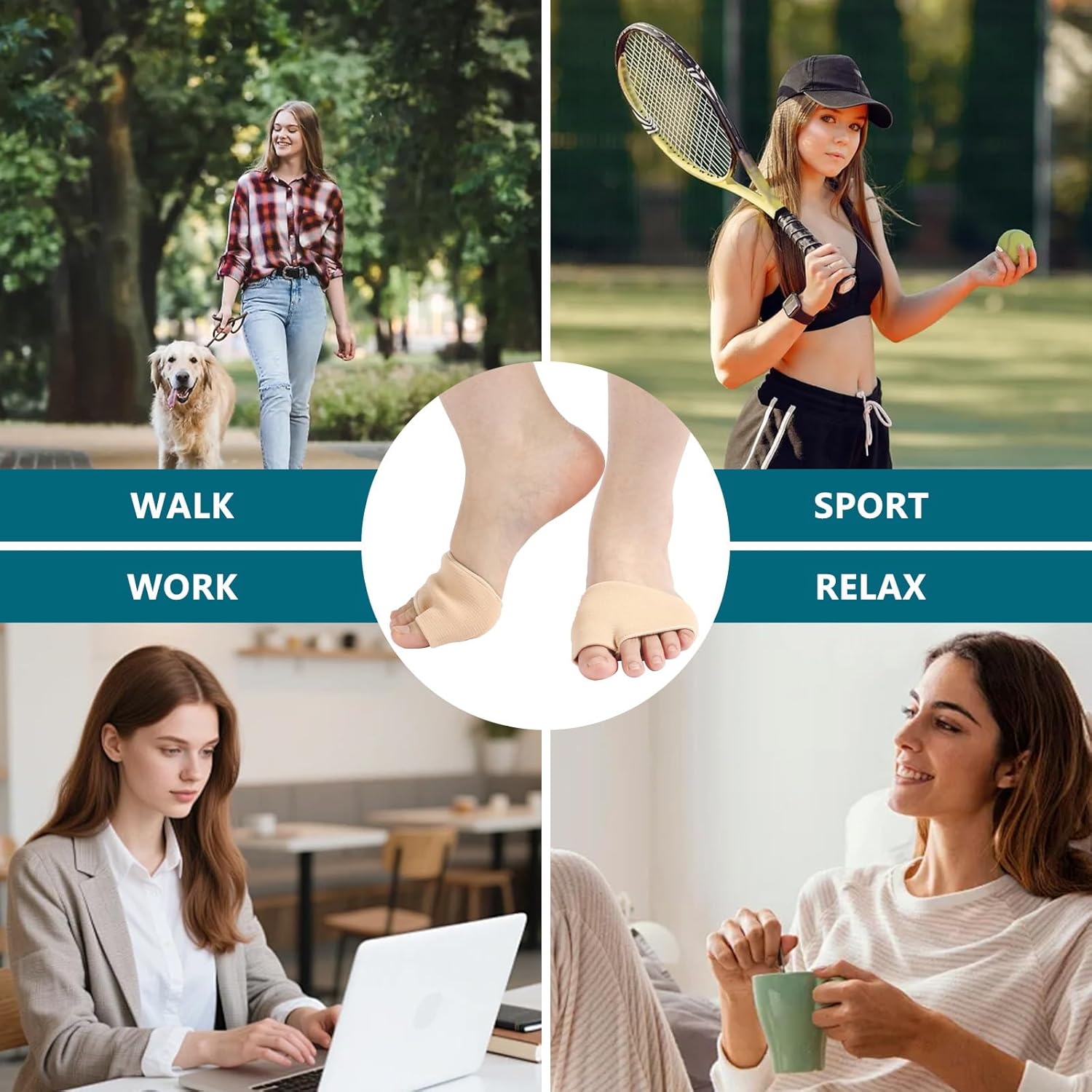 Metatarsal Pads for Men and Women, Ball of Foot Cushion with Gel Pad, Foot Pads for Ball Pain Relief, Morton's Neuroma, Metatarsalgia Support(Beige/S) - Image 7