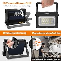 MEIHUA 60W LED Munkalámpa 12000mAh Akkumulátorral - Vízálló, USB Tölthető, Napelemes Kempinglámpa 4 Fénymóddal, Mágneses Rögzítéssel 6