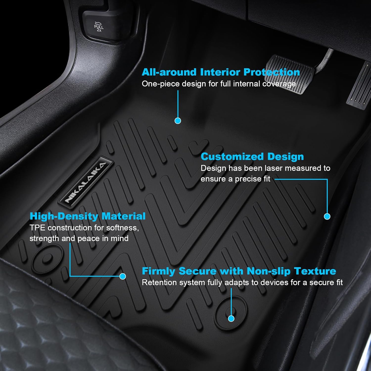Floor Mats for 2015-2025 Ford F150 Super Cab/Extended Cab (Not for SuperCrew Cab), All Weather TPE Rubber Floor Liners Anti-Slip Automotive Mats for Ford F-150 XL, XLT Accessories,Black Car Mat 3PCS