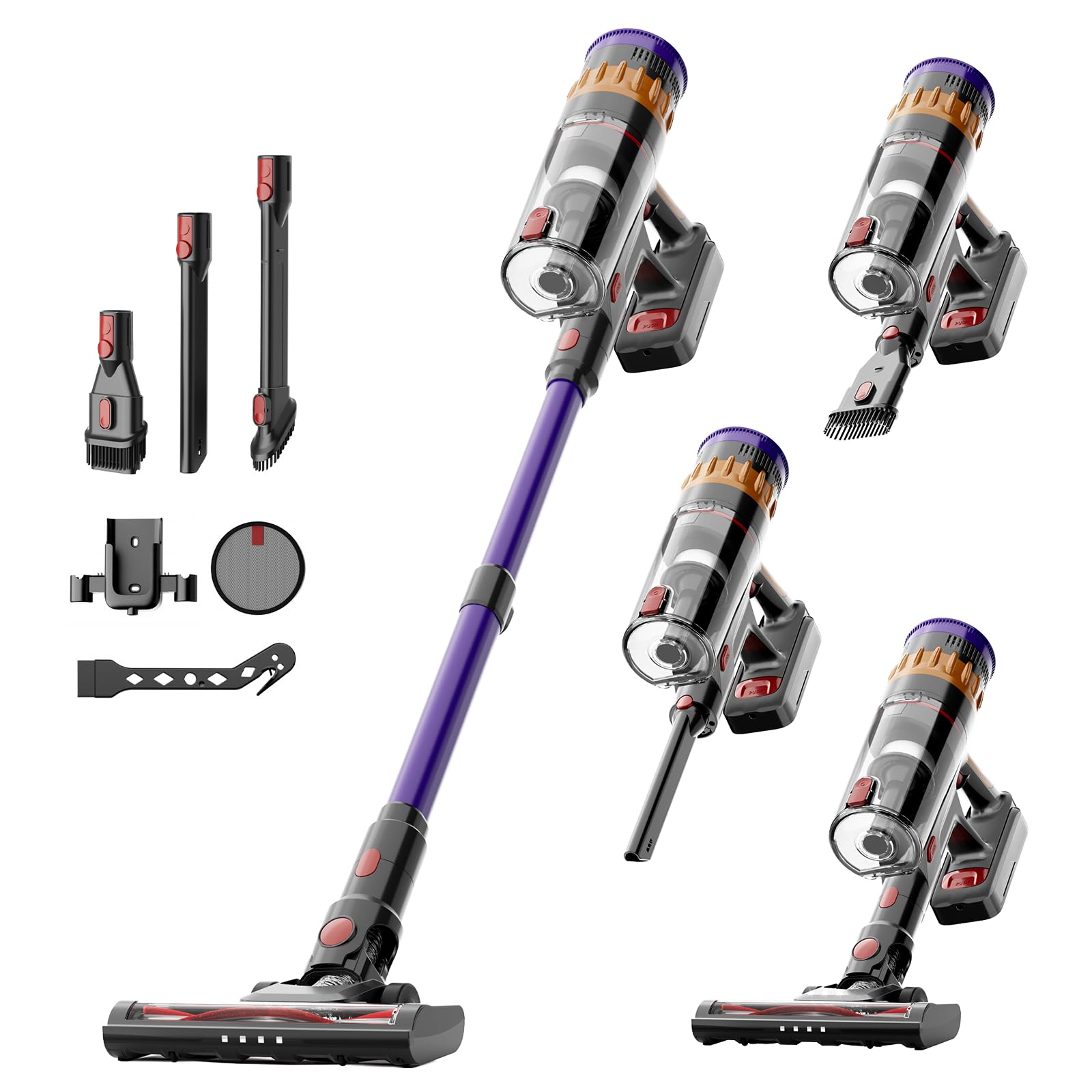 Lefant V1 Aspirador Sin Cable 40 KPa, Potente, Filtración de 5 Capas, Pantalla LED Táctil, 3 Velocidades, Cepillo con LED, Tubo Telescópico, Ideal para Toda la Casa 33