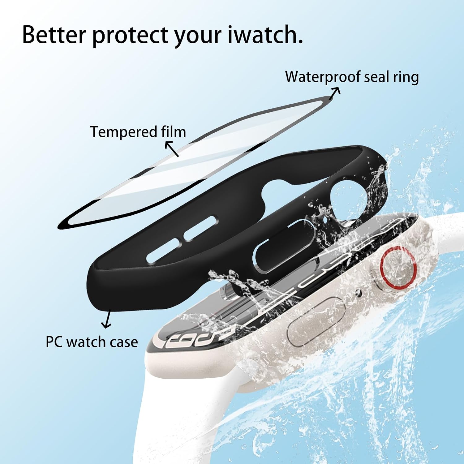 3-Pack Privacy case for Apple Watch Screen Protector Series 11 10 46mm,Anti-Spy Hard PC CASE Bumper Tempered Glass for iWatch Cover Scratch-Resistant Accessories(Privacy Black+Black+Black