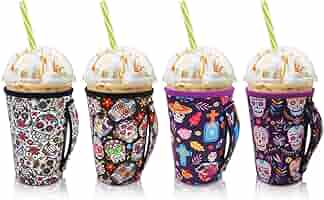 Lyreh 3-tlg. Eiskaffee Hüllen Set - Wiederverwendbare Neopren Becherhüllen