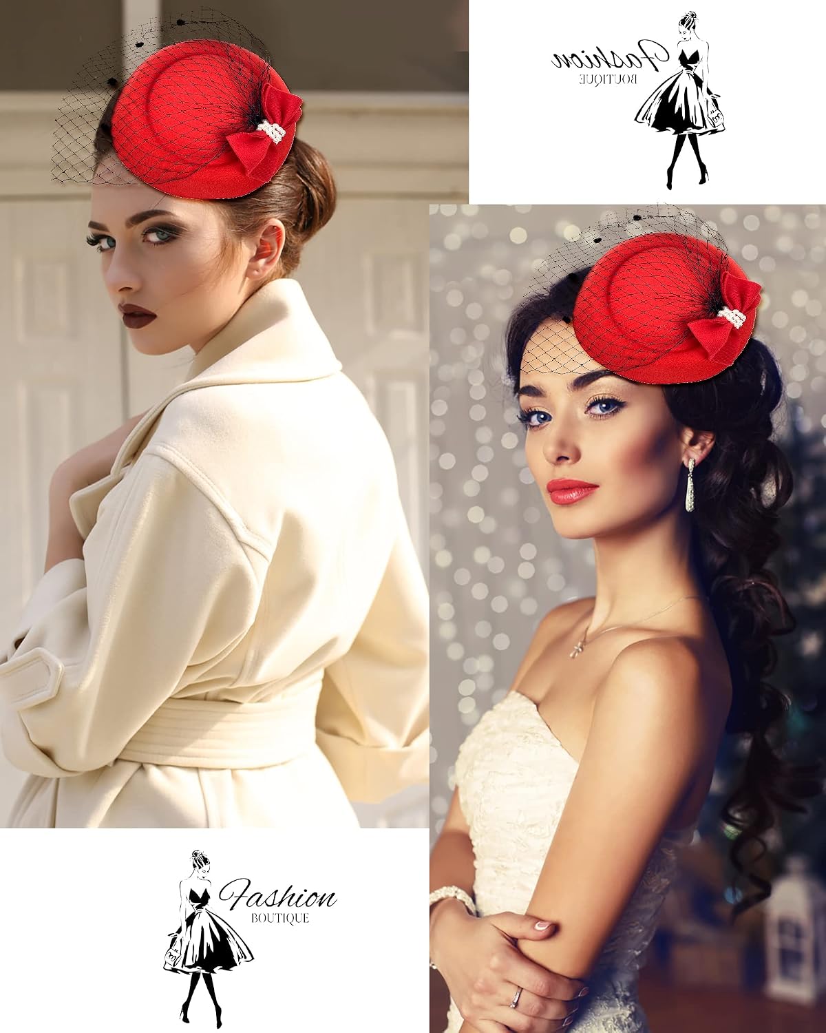 Pillbox Hat with Veil Vintage Fascinators for Women Tea Party Bridal Wedding Halloween First Communion Hats